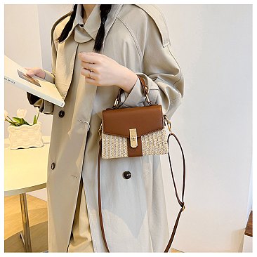 Straw Modern Satchel-Crossbody Bag