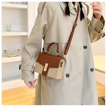 Straw Modern Satchel-Crossbody Bag