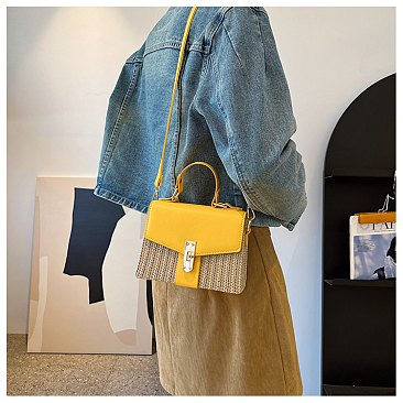 Straw Modern Satchel-Crossbody Bag