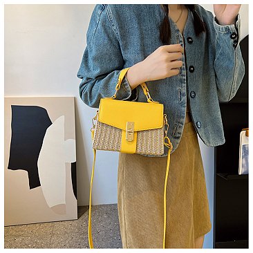 Straw Modern Satchel-Crossbody Bag