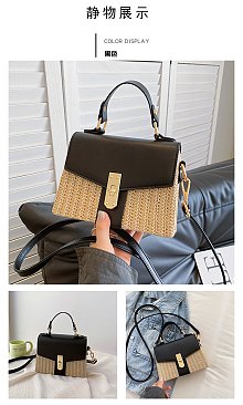 Straw Modern Satchel-Crossbody Bag