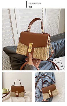 Straw Modern Satchel-Crossbody Bag