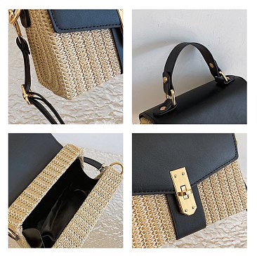 Straw Modern Satchel-Crossbody Bag