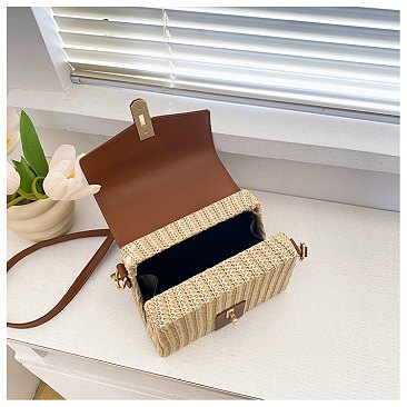 Straw Modern Satchel-Crossbody Bag