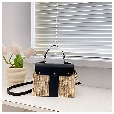 Straw Modern Satchel-Crossbody Bag