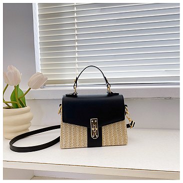 Straw Modern Satchel-Crossbody Bag