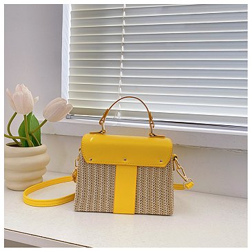 Straw Modern Satchel-Crossbody Bag