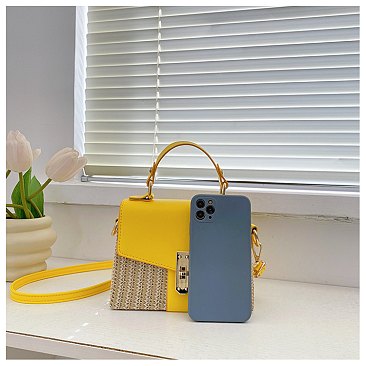 Straw Modern Satchel-Crossbody Bag