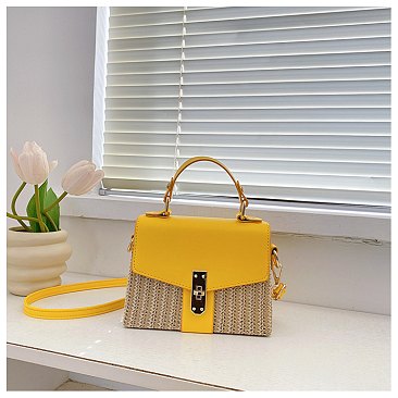 Straw Modern Satchel-Crossbody Bag