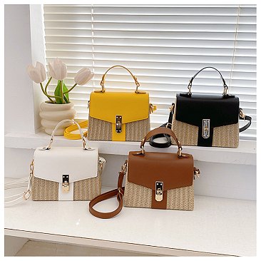 Straw Modern Satchel-Crossbody Bag