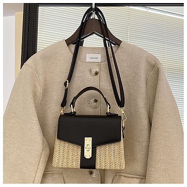 Straw Modern Satchel-Crossbody Bag