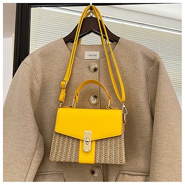 Straw Modern Satchel-Crossbody Bag