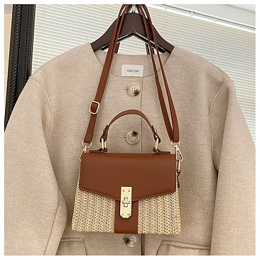 Straw Modern Satchel-Crossbody Bag