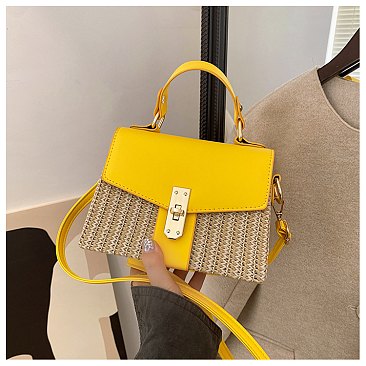 Straw Modern Satchel-Crossbody Bag