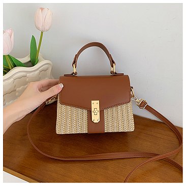 Straw Modern Satchel-Crossbody Bag