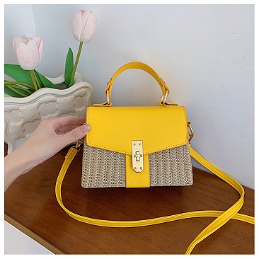 Straw Modern Satchel-Crossbody Bag