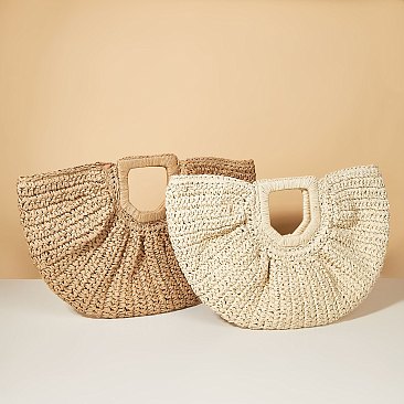 Woven Straw Satchel Bag
