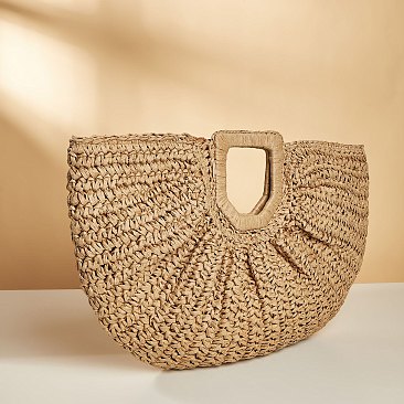 Woven Straw Satchel Bag