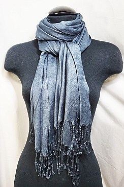 Pack of (12 pieces) Silky Sold Scarves with Tassels