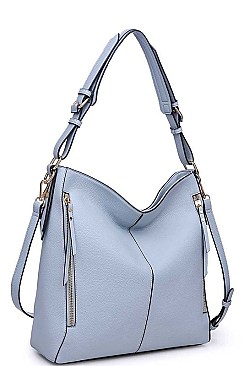 LUXURY FAUX LEATHER CARRIE SIDE ZIP HOBO BAG JY-20639ML