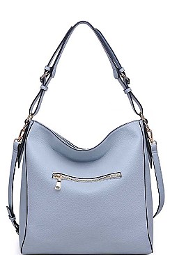 LUXURY FAUX LEATHER CARRIE SIDE ZIP HOBO BAG JY-20639ML