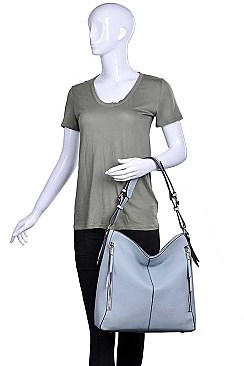 LUXURY FAUX LEATHER CARRIE SIDE ZIP HOBO BAG JY-20639ML