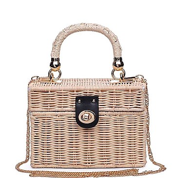 KONA NATURAL WOVEN 2-WAY BOXY BAG