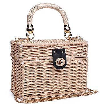 KONA NATURAL WOVEN 2-WAY BOXY BAG