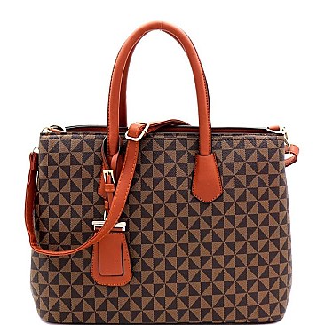 Mid-Zip Tassel Monogram 2Pc Satchel Crossbody SET