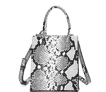 STYLISH PHYTON SNAKE FAUX LEATHER DESIGN TOTE BAG