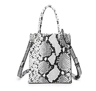 STYLISH PHYTON SNAKE FAUX LEATHER DESIGN TOTE BAG