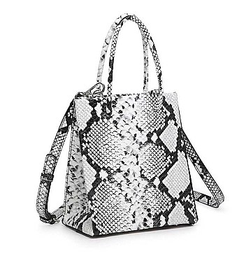 STYLISH PHYTON SNAKE FAUX LEATHER DESIGN TOTE BAG