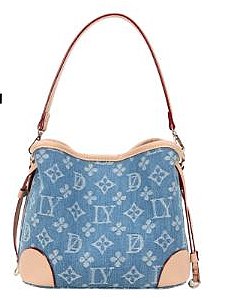 2-in-1 Printed Denim Shoulder Bag w Wallet