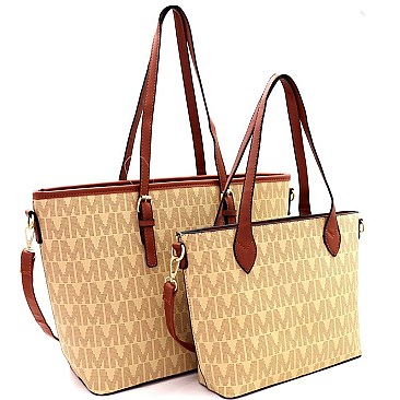 Chic Monogram Two-Tone Twin Tote Value SET MH-2311-1M