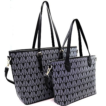 Chic Monogram Two-Tone Twin Tote Value SET MH-2311-1M