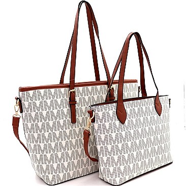Chic Monogram Two-Tone Twin Tote Value SET MH-2311-1M