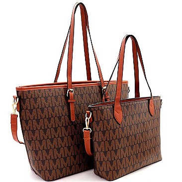 Chic Monogram Two-Tone Twin Tote Value SET MH-2311-1M