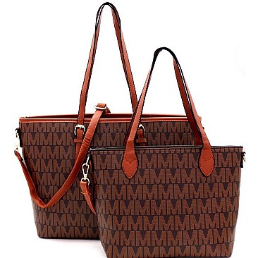 Chic Monogram Two-Tone Twin Tote Value SET MH-2311-1M