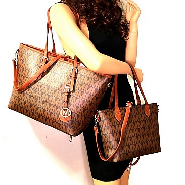 Chic Monogram Two-Tone Twin Tote Value SET MH-2311-1M