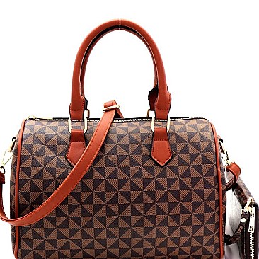 Stylish Monogram Two-Tone Boston Satchel Wallet SET MH-2344-1