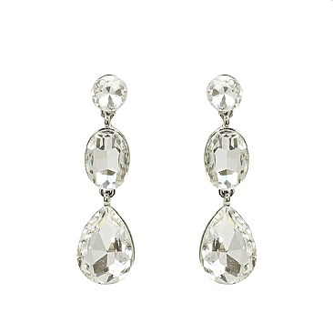 FASHIONABLE 3 STONE DANGLY RHINESTONE EARRING SL23918