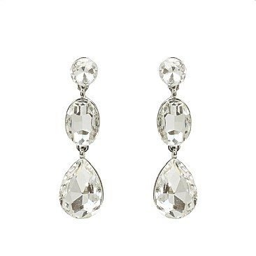 FASHIONABLE 3 STONE DANGLY RHINESTONE EARRING SL23918