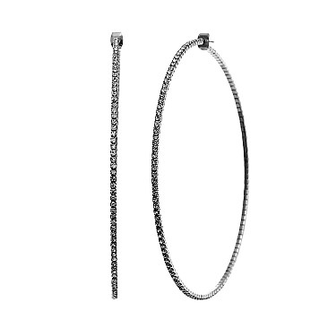 STYLISH 90MM MEMORY WIRE STONE HOOP EARRING