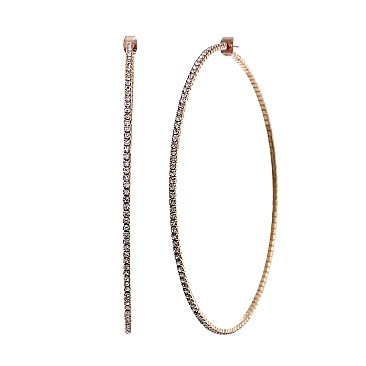 STYLISH 90MM MEMORY WIRE STONE HOOP EARRING