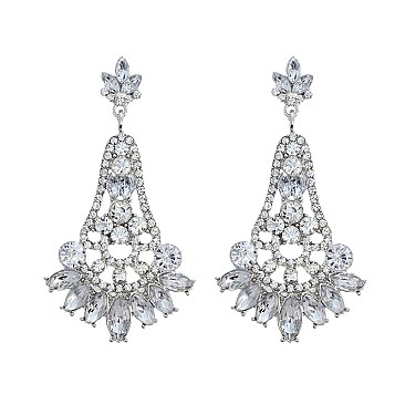 FASHIONABLE DANGLY RHINESTONE POST EARRING SL24538