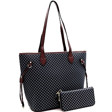 CHECKERED TOTE WALLET SET
