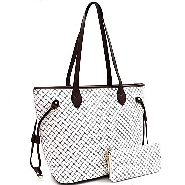 CHECKERED TOTE WALLET SET