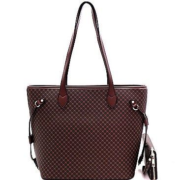 CHECKERED TOTE WALLET SET