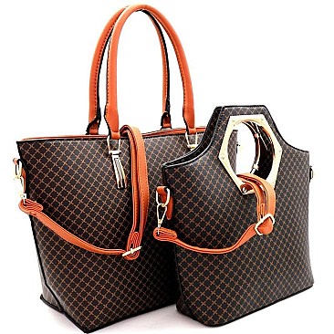 2 IN 1 CHECKERED TOTE SET