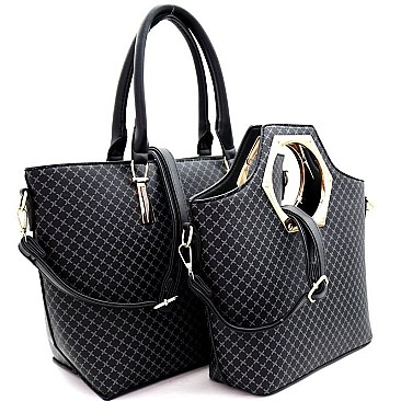 2 IN 1 CHECKERED TOTE SET